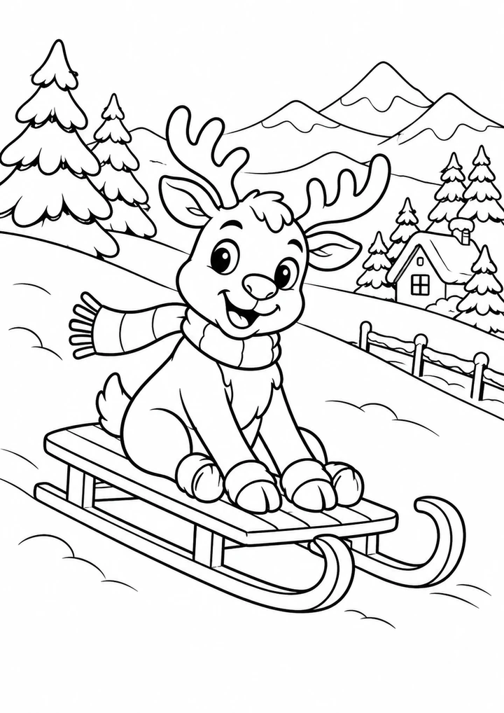 Le petit renne en luge