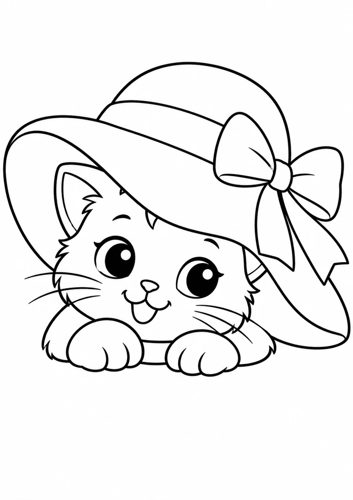Le chat sous le chapeau de paille
