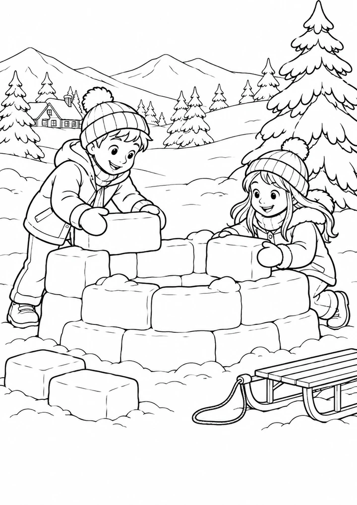 La construction du fort de neige