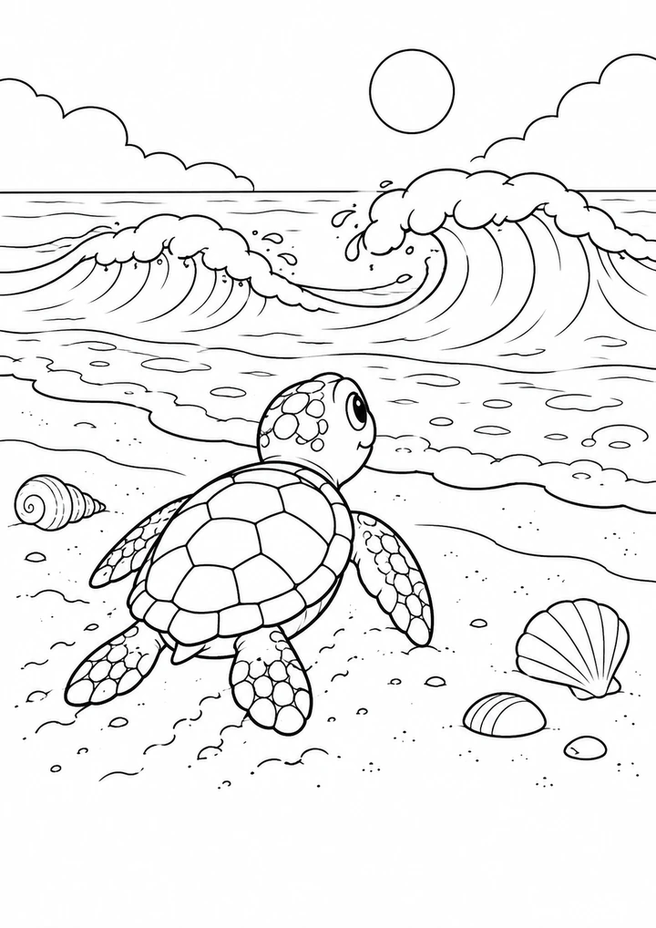 La tortue vers la mer