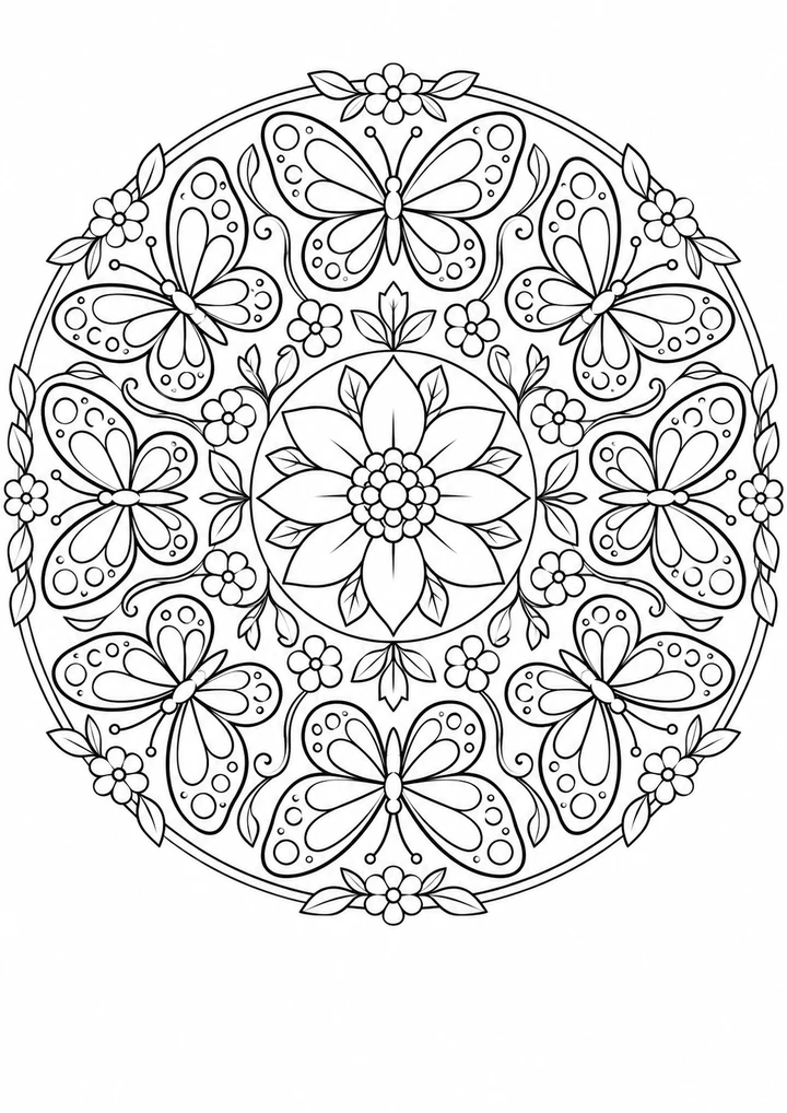 Le mandala des papillons en cercle