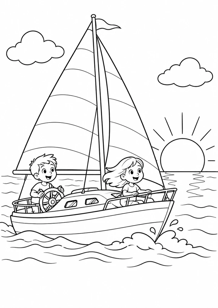 Le bateau au coucher du soleil