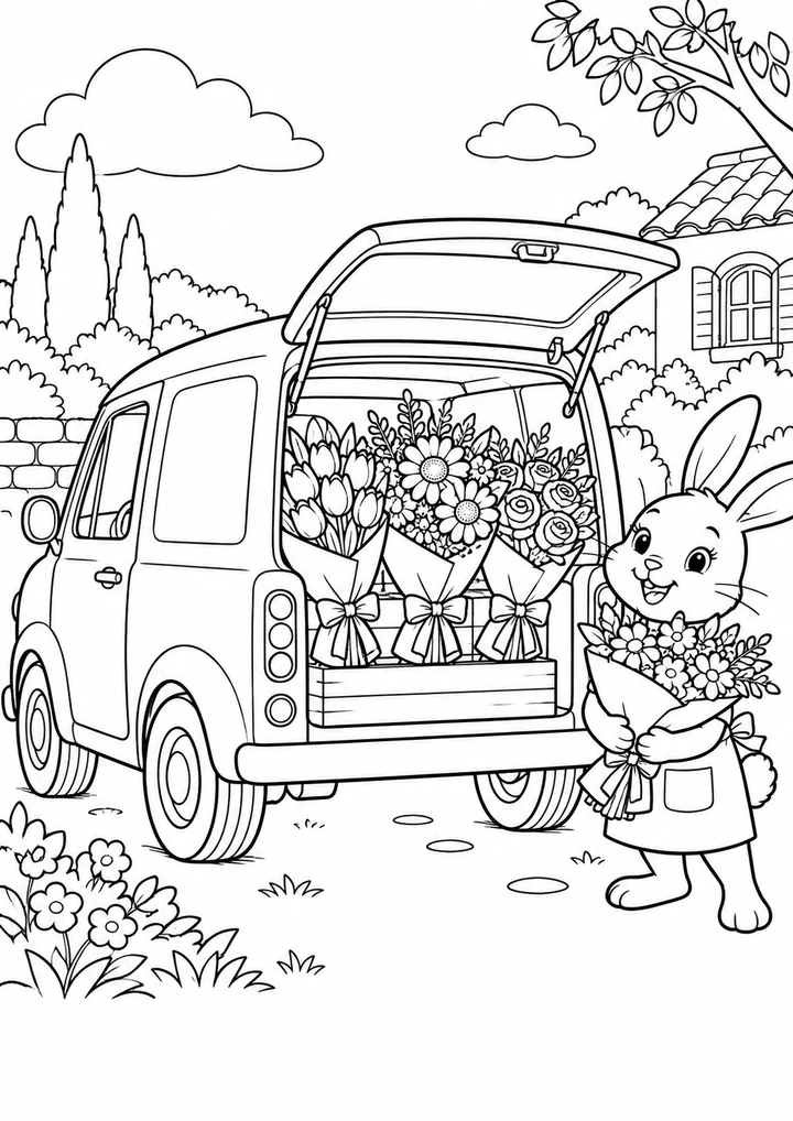 La voiture de livraison de fleurs