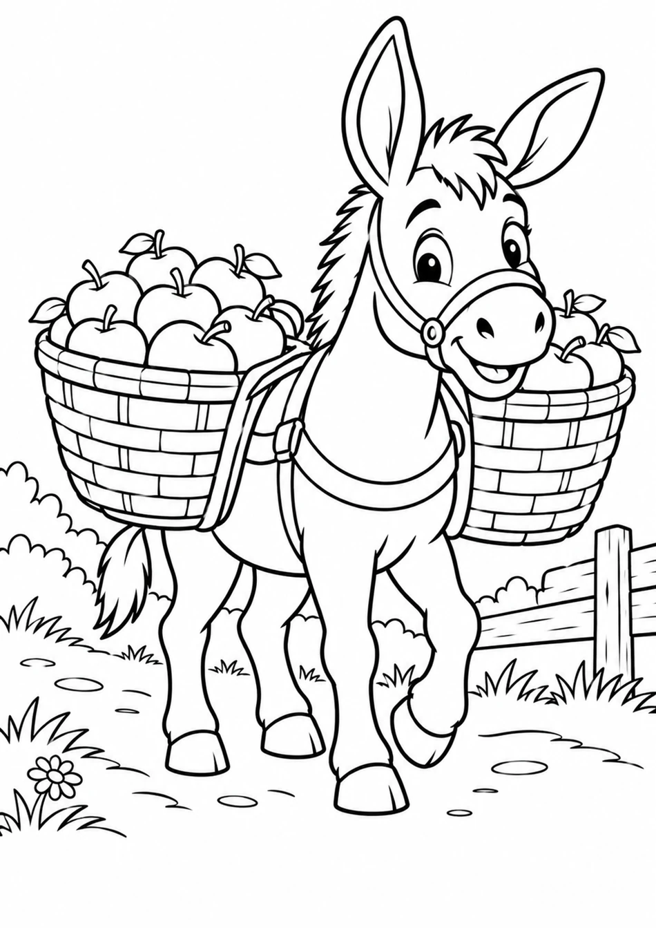 L’âne livre les pommes