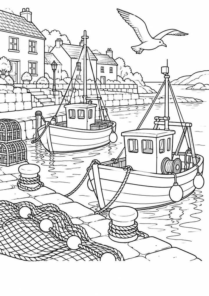 Le port de pêche en été