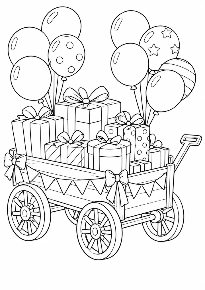 Les ballons dans le petit chariot