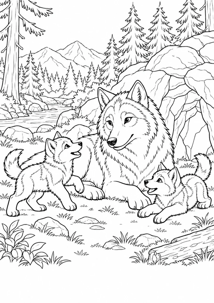 Le loup et ses louveteaux