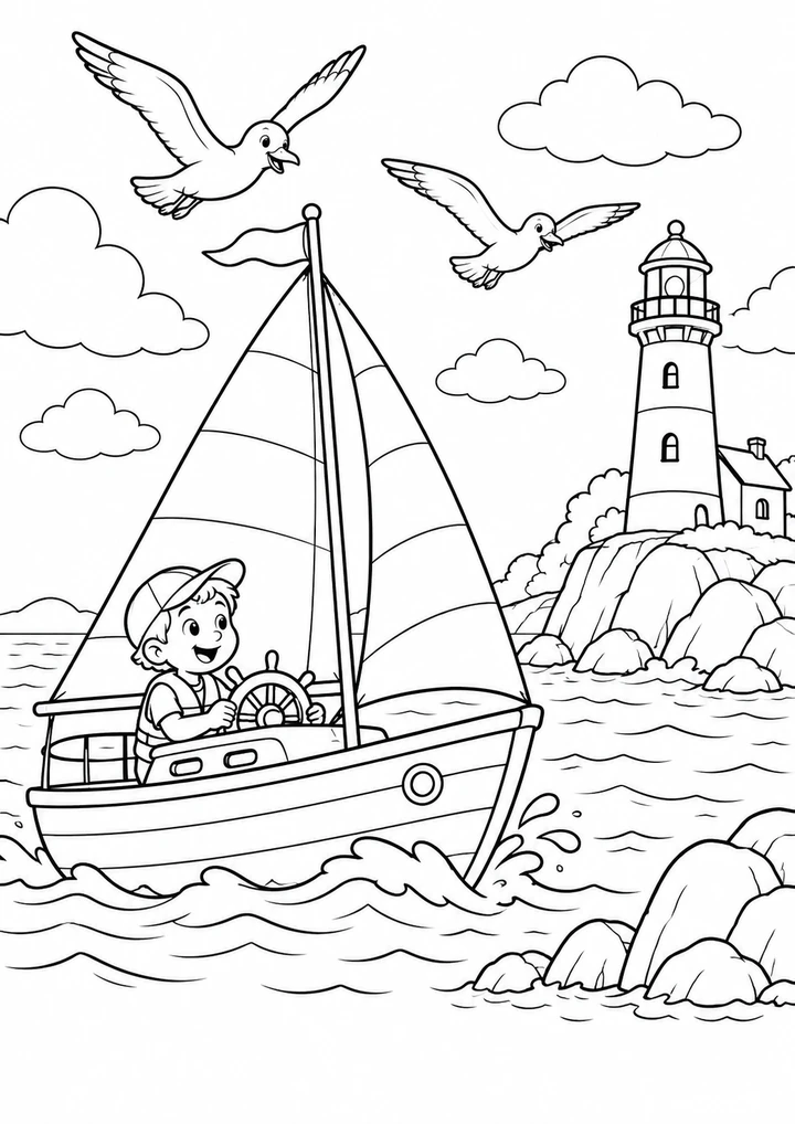 Le voilier près du phare