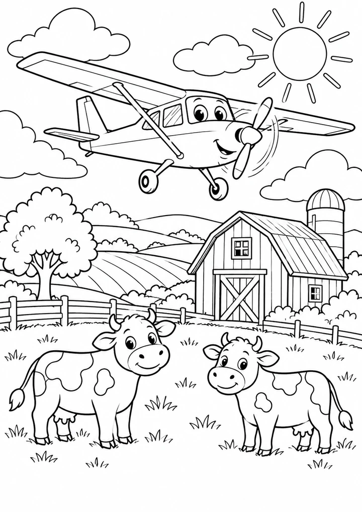 L’avion au-dessus de la ferme
