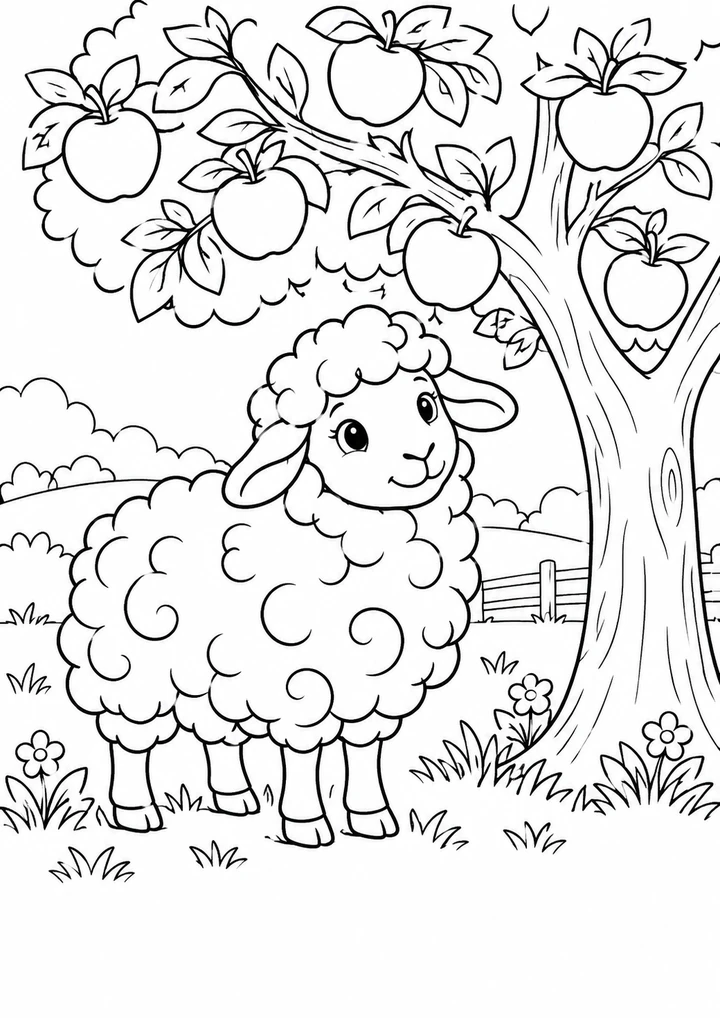 Le mouton passe sous le pommier