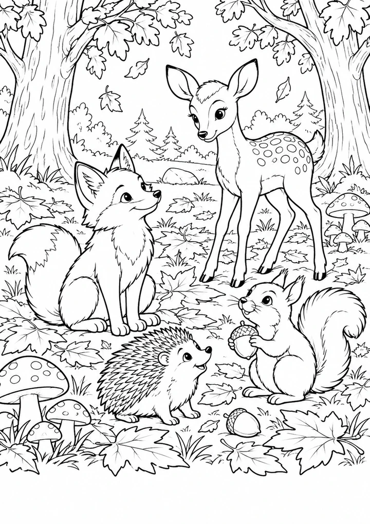 Les animaux et les feuilles d’automne