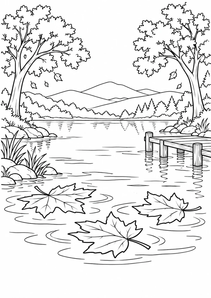 Le lac et les feuilles flottantes