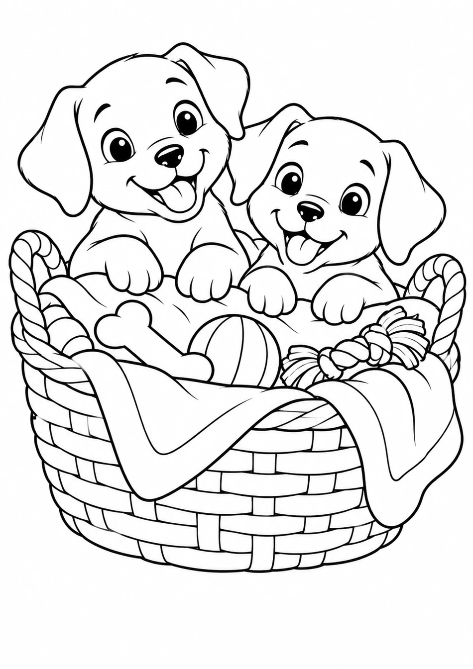 Les chiots et le panier