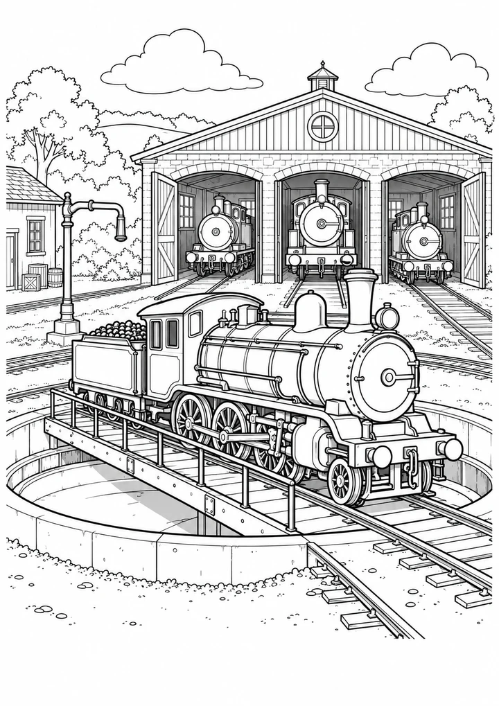 La locomotive au dépôt