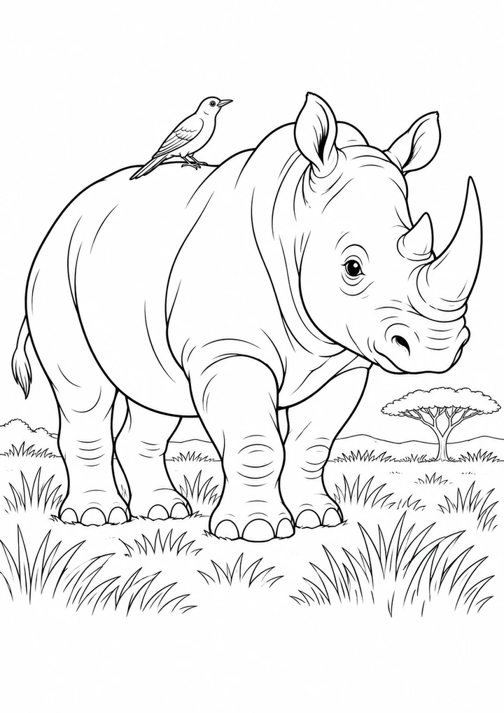 Le rhinocéros et l’oiseau