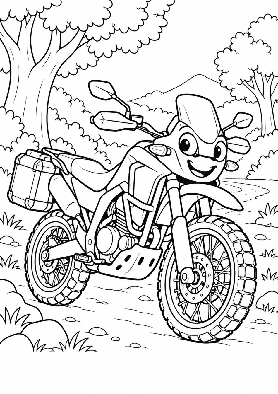 La moto dans la forêt
