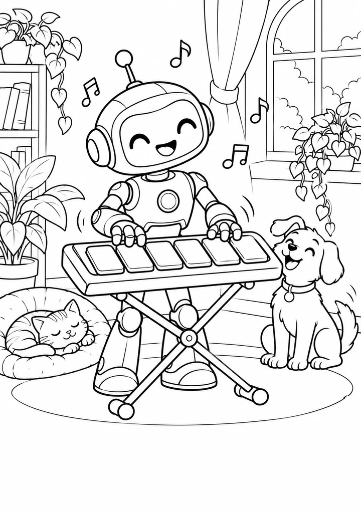 Le robot musicien à six boutons