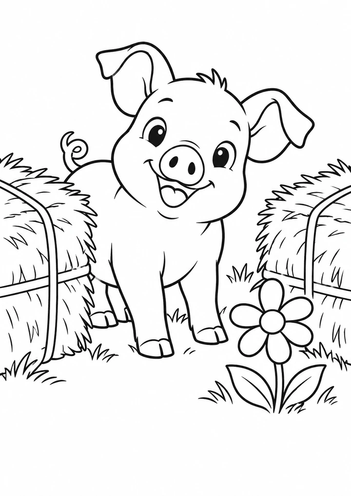Le porcelet dans les bottes de paille