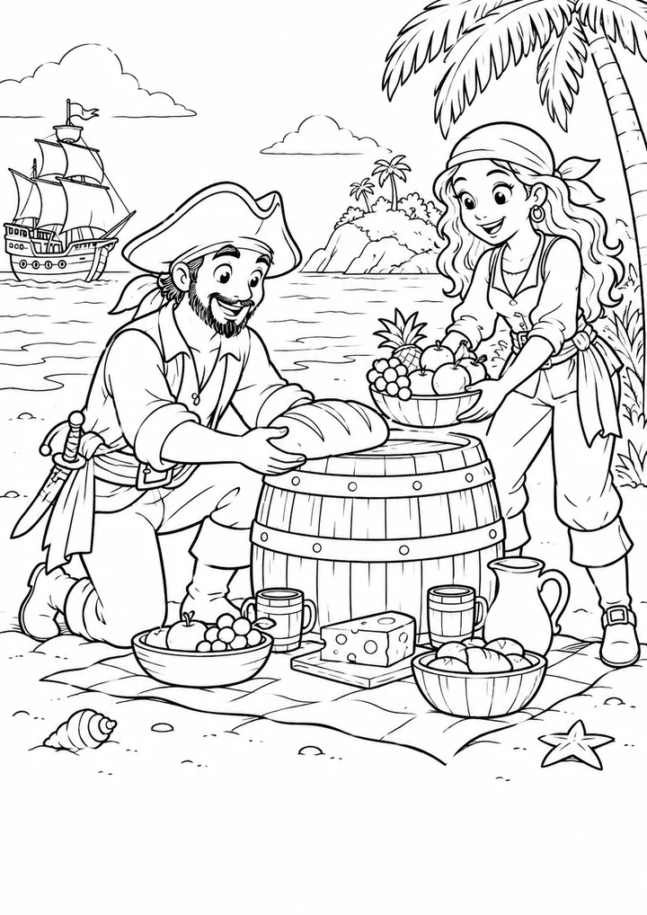 Les pirates préparent le pique-nique