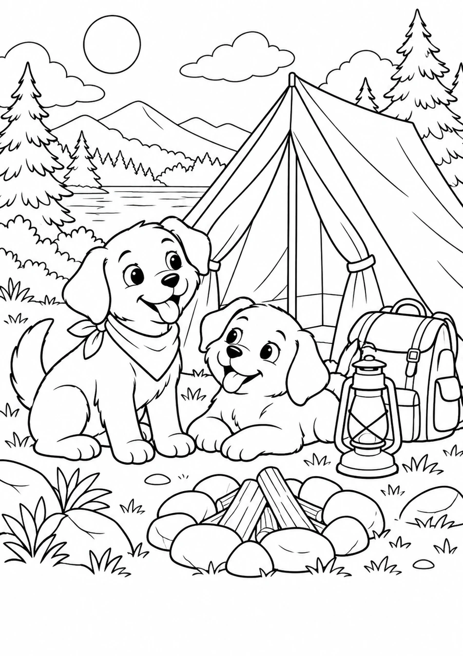 Les chiots au camping