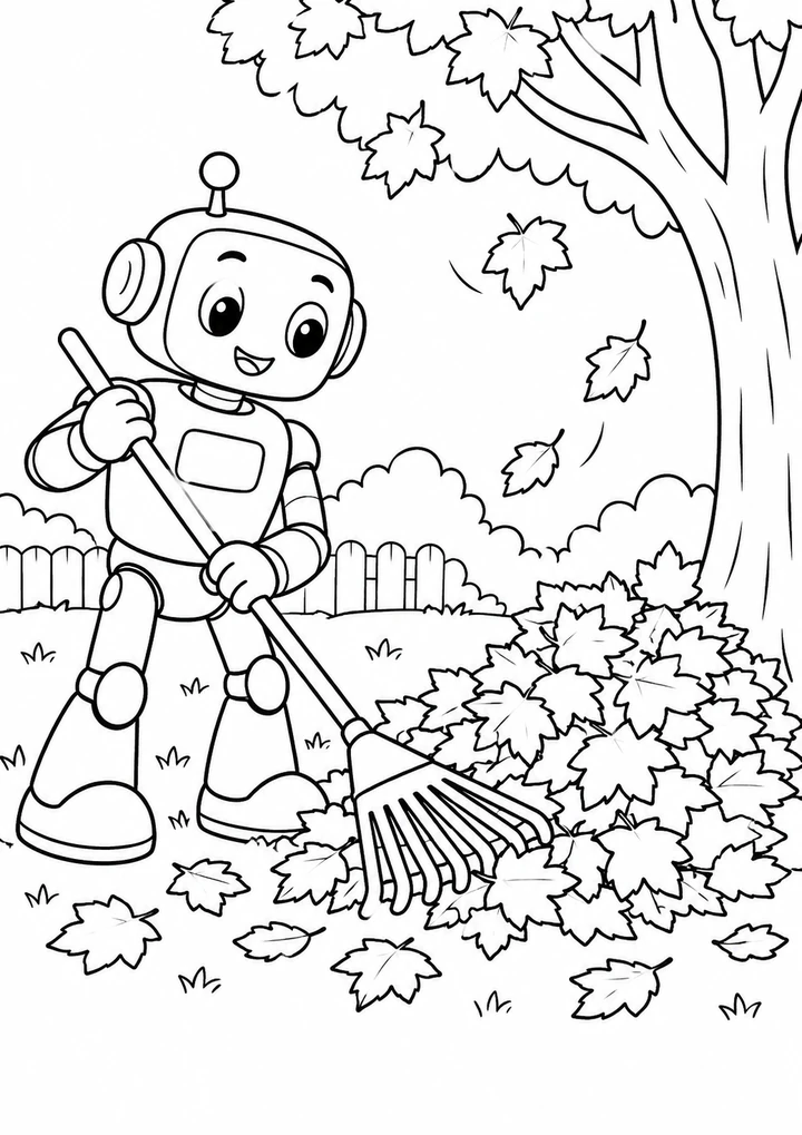 Le robot ramasse les feuilles
