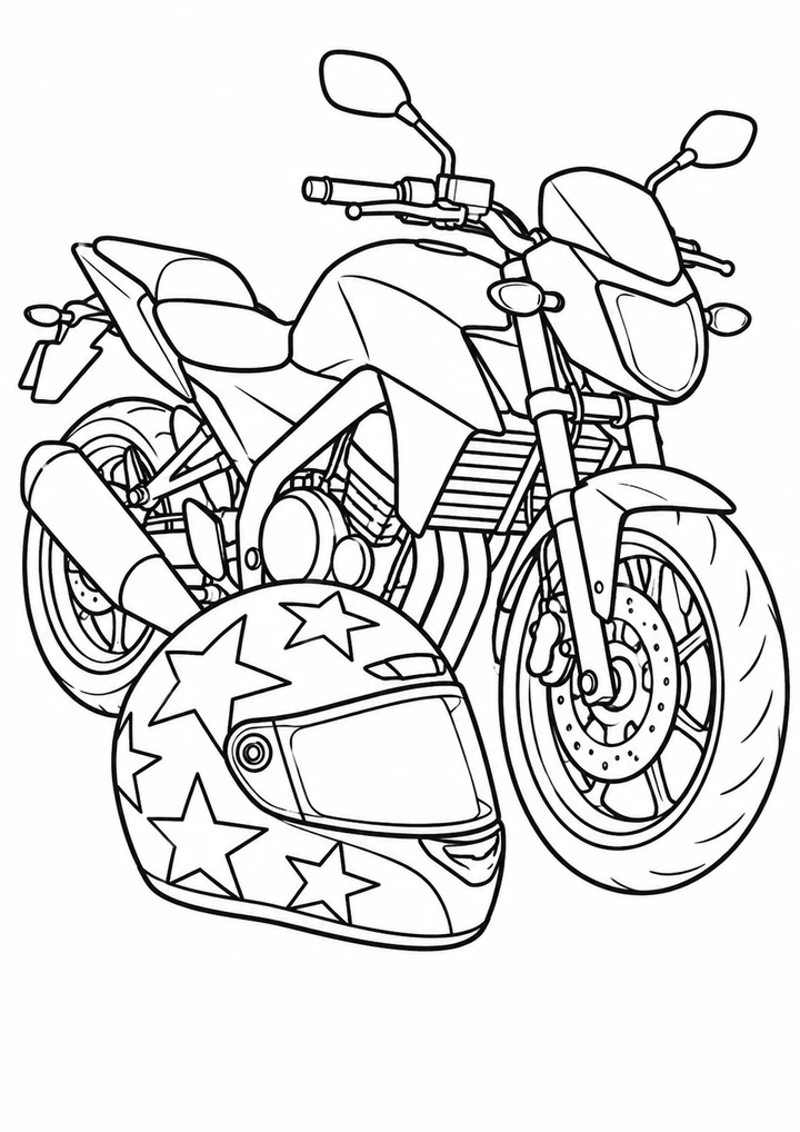 La moto et le casque à étoiles