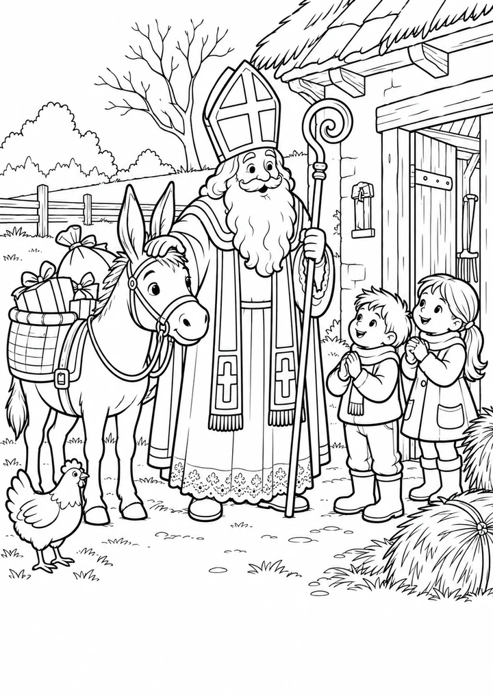 Saint-Nicolas arrive à la ferme