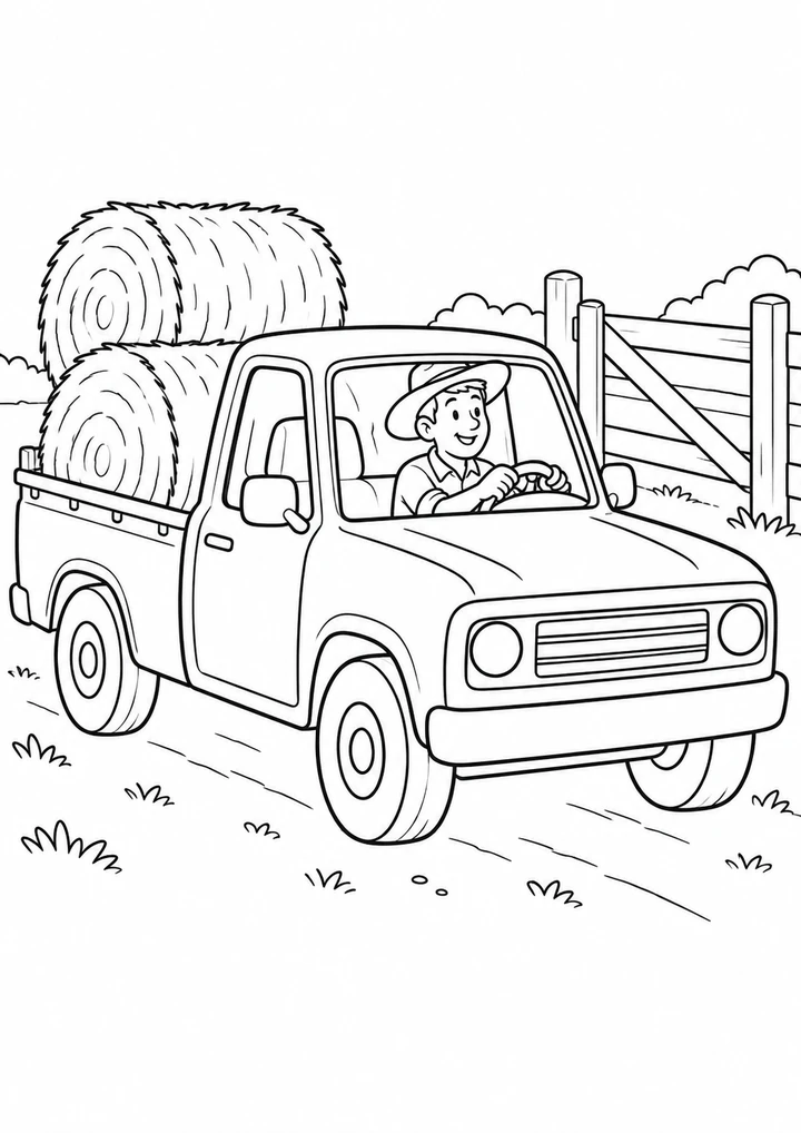 Le pick-up et les bottes de paille
