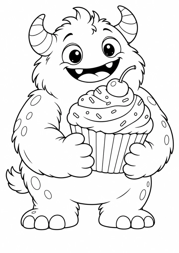 Le monstre gourmand et son cupcake