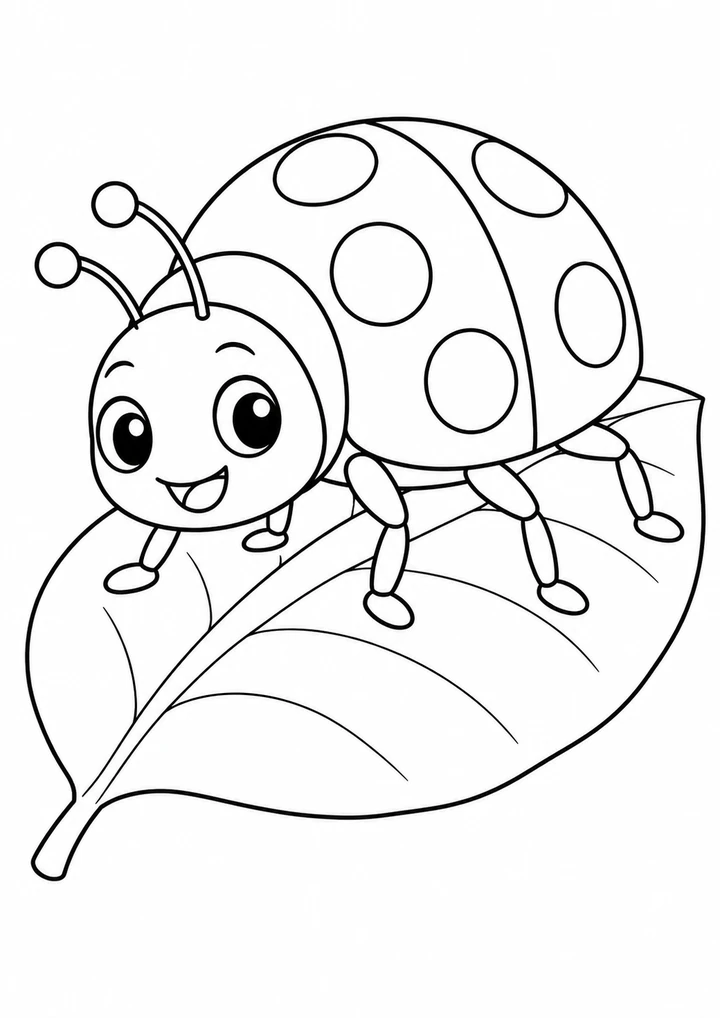 La coccinelle sur sa feuille