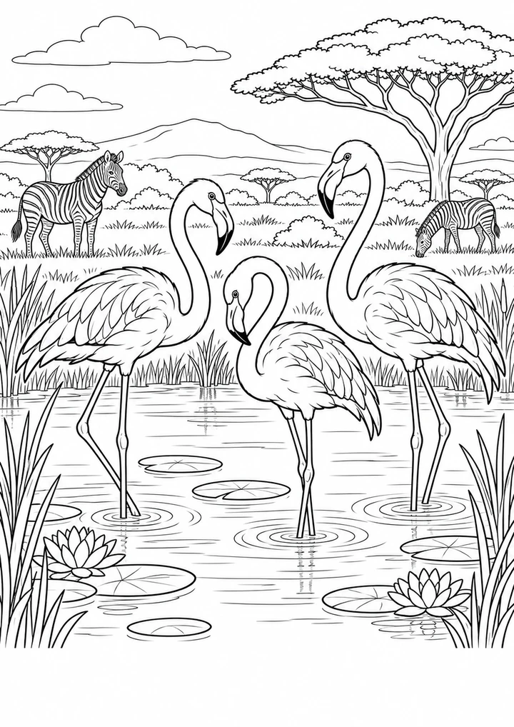 Les flamants roses du lac