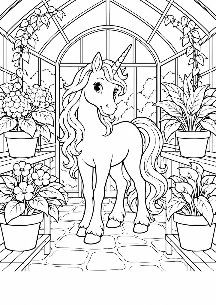 La licorne dans la serre