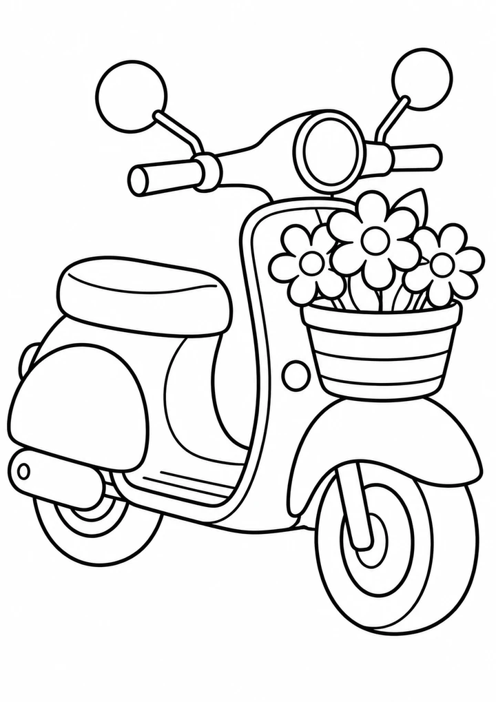 Le scooter et les fleurs