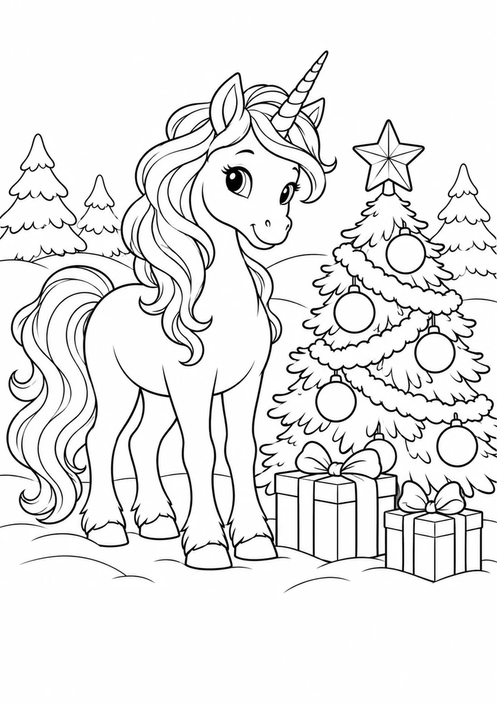 La licorne et le sapin de Noël