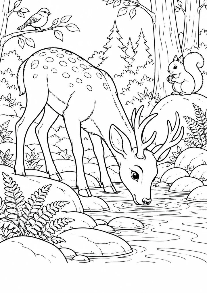 Le cerf près du ruisseau