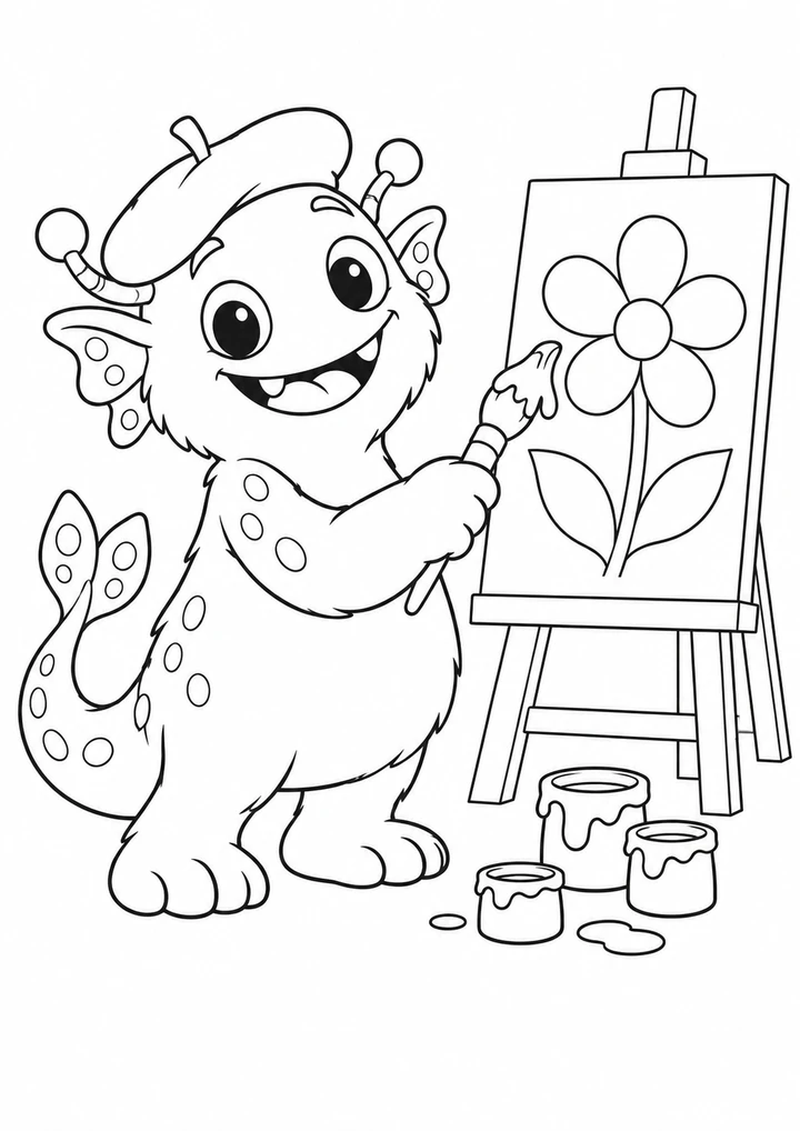 Le monstre peint un tableau