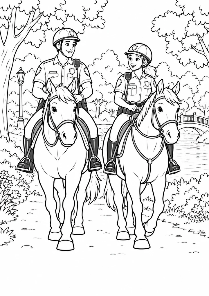La rencontre des policiers à cheval