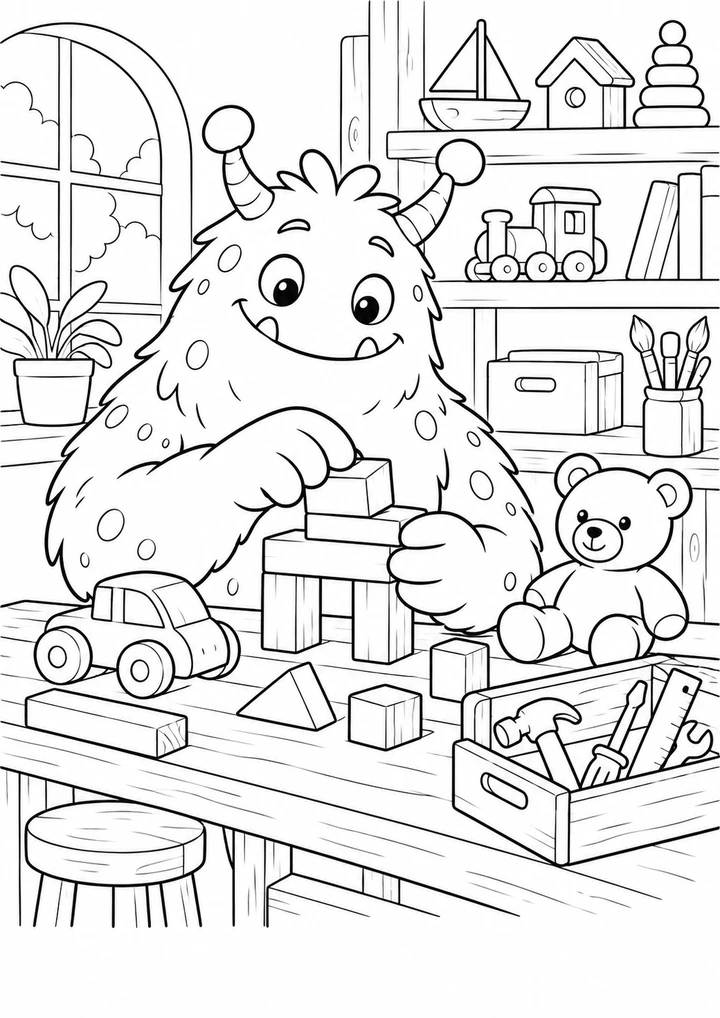 Le monstre dans son atelier de jouets