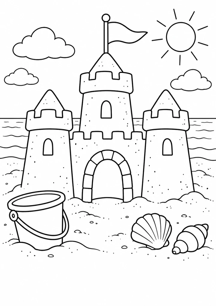 Le château de sable et son drapeau