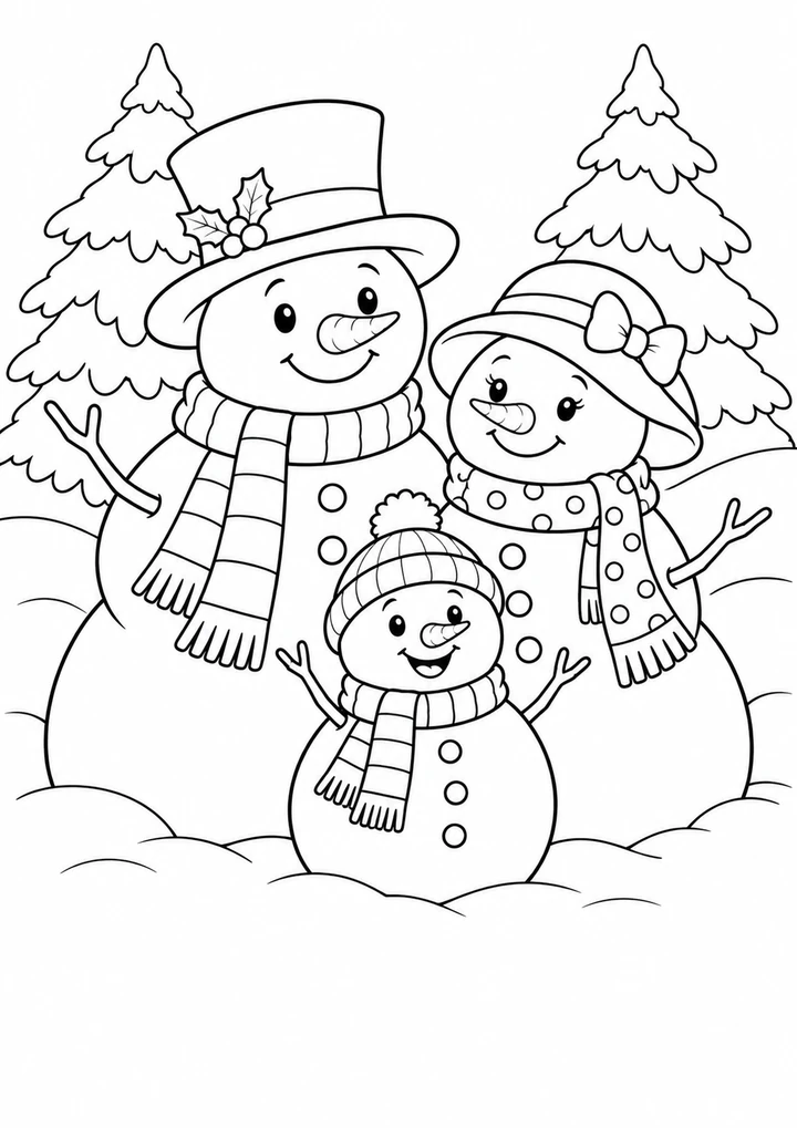 La famille de bonshommes de neige