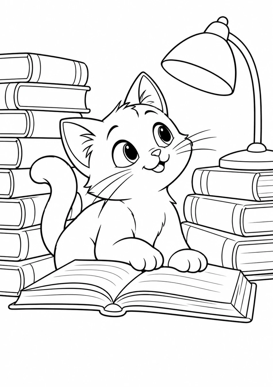 Le chat à la bibliothèque