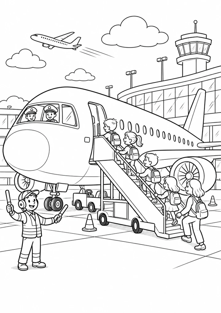 L’avion à l’aéroport