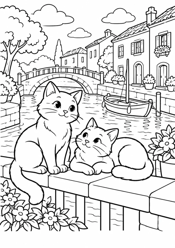 Les chats au bord du canal