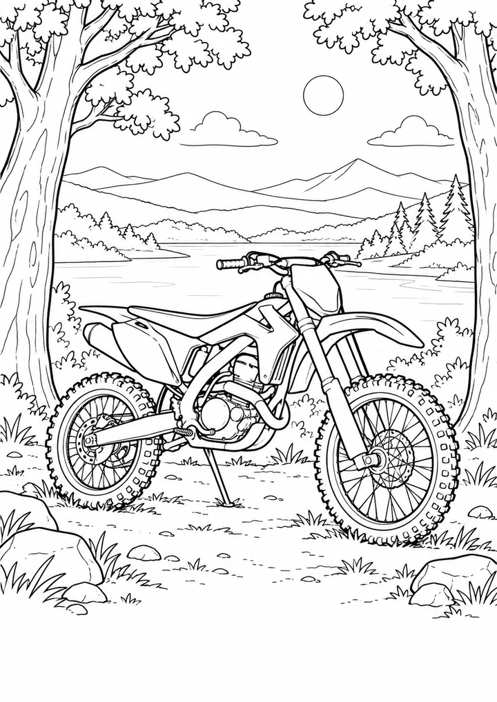 La moto tout-terrain dans la clairière