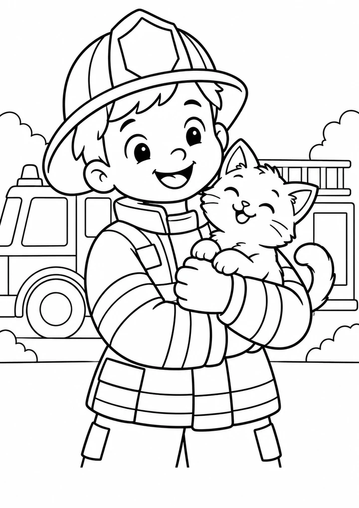 Le chaton et le pompier