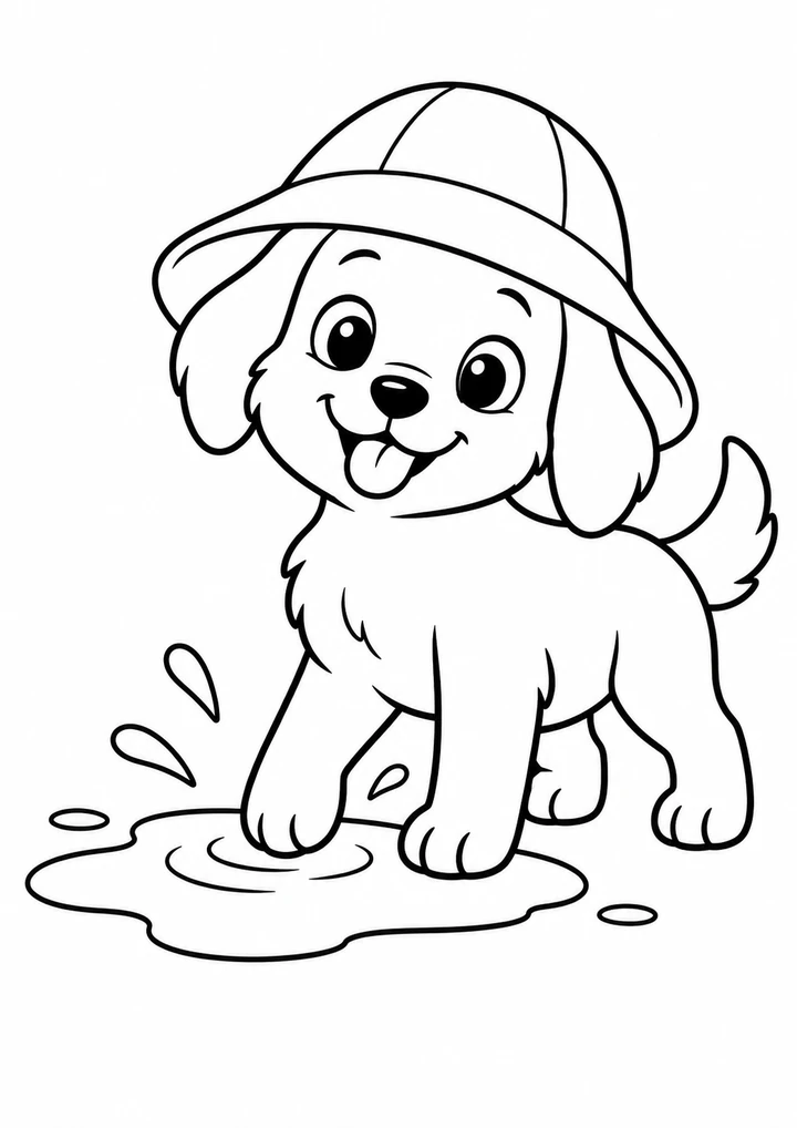 Le chiot au bonnet de pluie