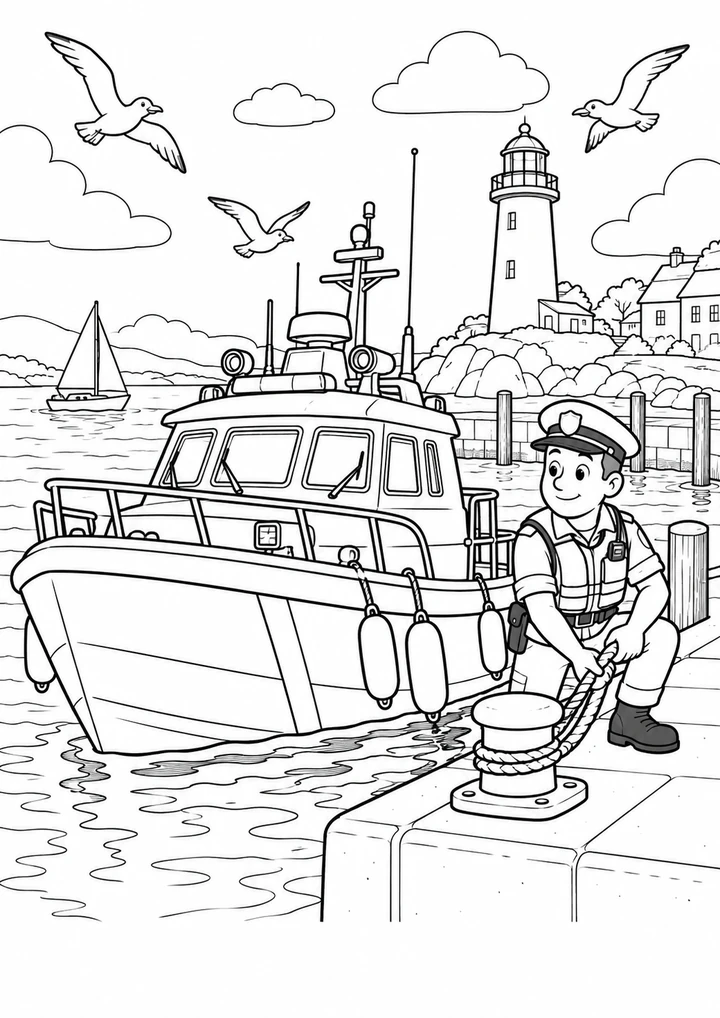 Le bateau de patrouille au port