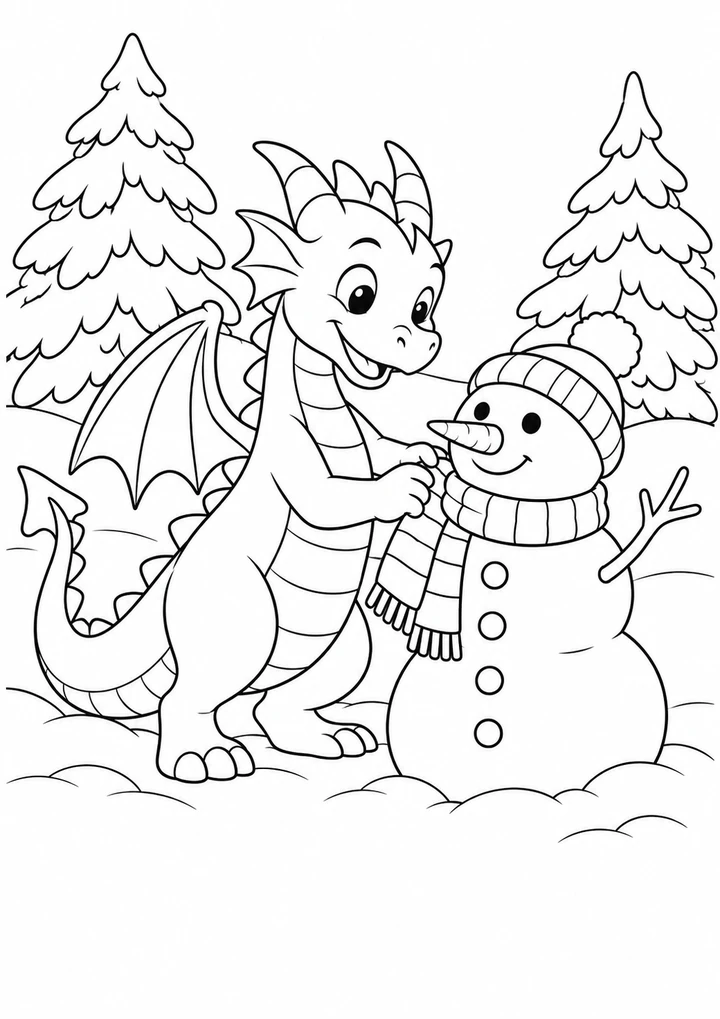 Le dragon et le bonhomme de neige