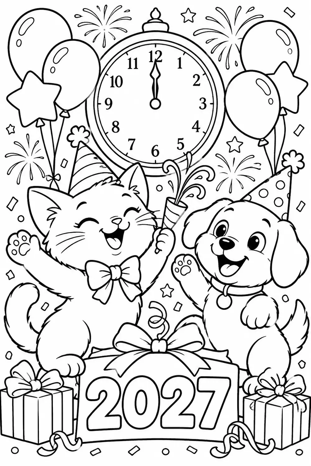 Chat et chien fêtent le nouvel an