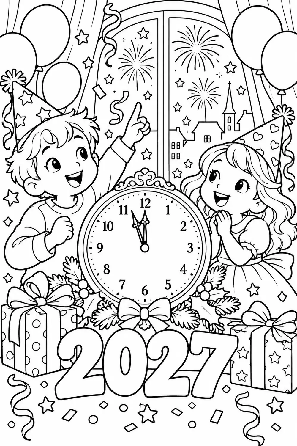 Les enfants comptent les douze coups